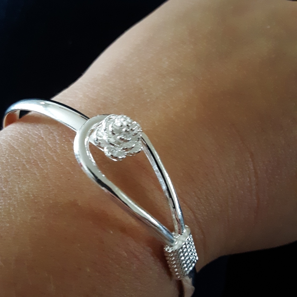 Sterling silver 925 rose bracelet flower clasp